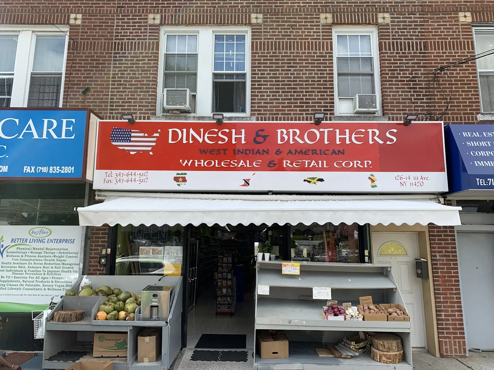 Dinesh and brothers west Indian and American wholesale and retail corp, grocery shop at 126-14 111th Avenue in Queens, New York