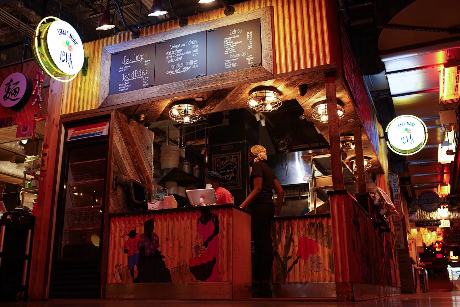 Likkle More Jerk, caribbean kitchen at 445 Albee Square West in Brooklyn, New York