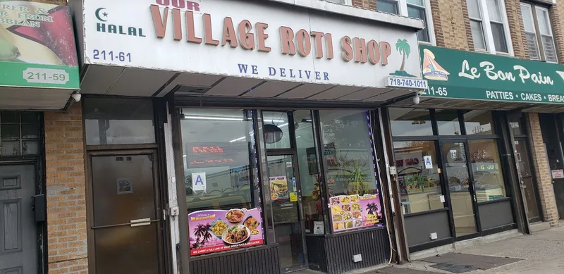 Our Village Roti Shop, caribbean kitchen at 211-61 Jamaica Avenue in Queens, New York