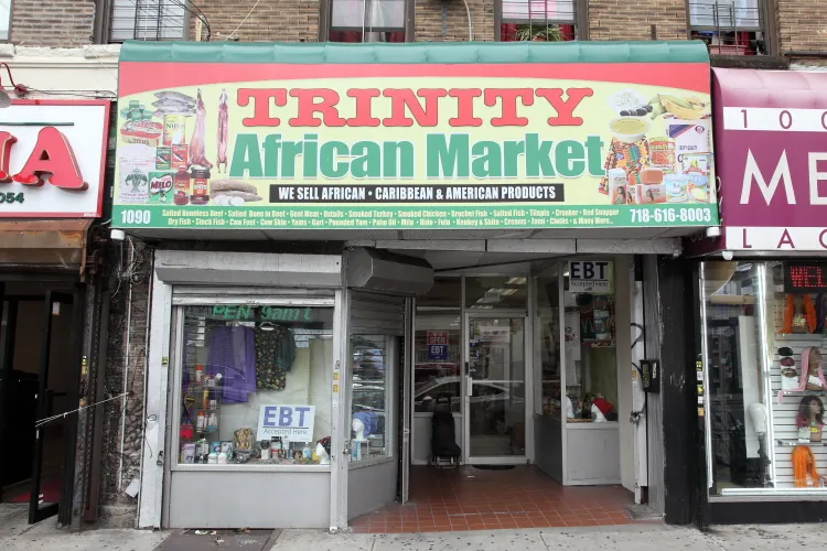 Trinity African and Caribbean market, grocery shop at 1090 Flatbush Avenue in Brooklyn, New York