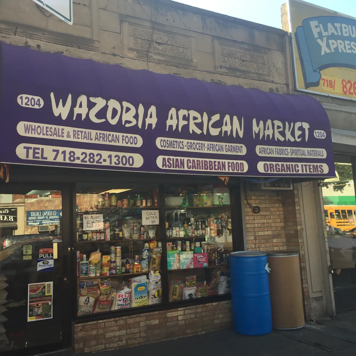 Wazobia African market, grocery shop at 1204 Flatbush Avenue in Brooklyn, New York